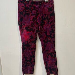 Anthropologie Red and Purple Slim Pants